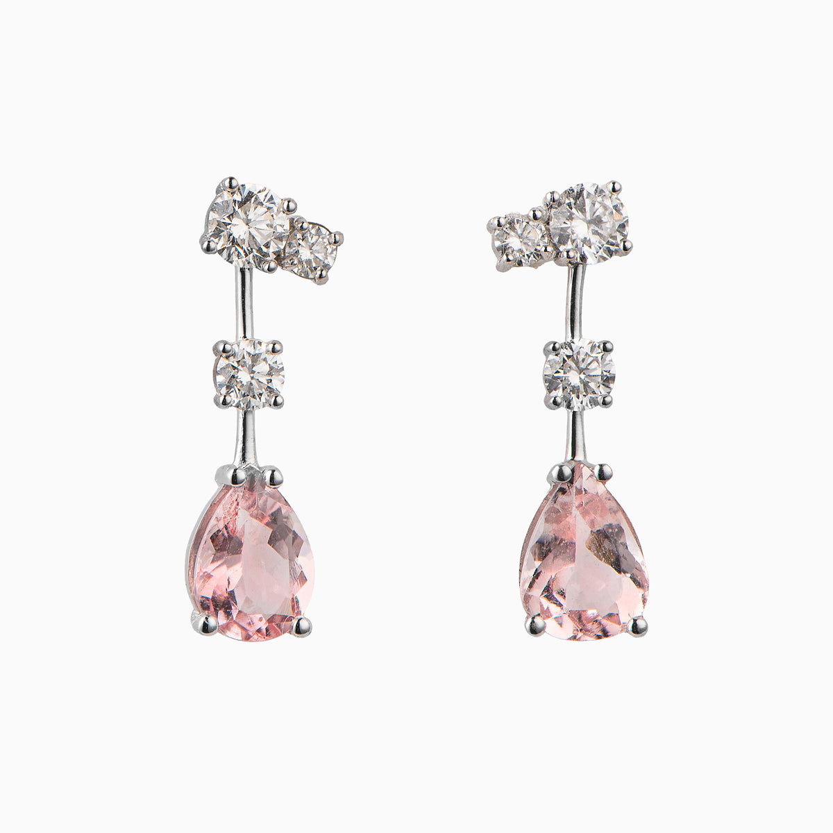 Morganite and Diamonds Earrings Drops