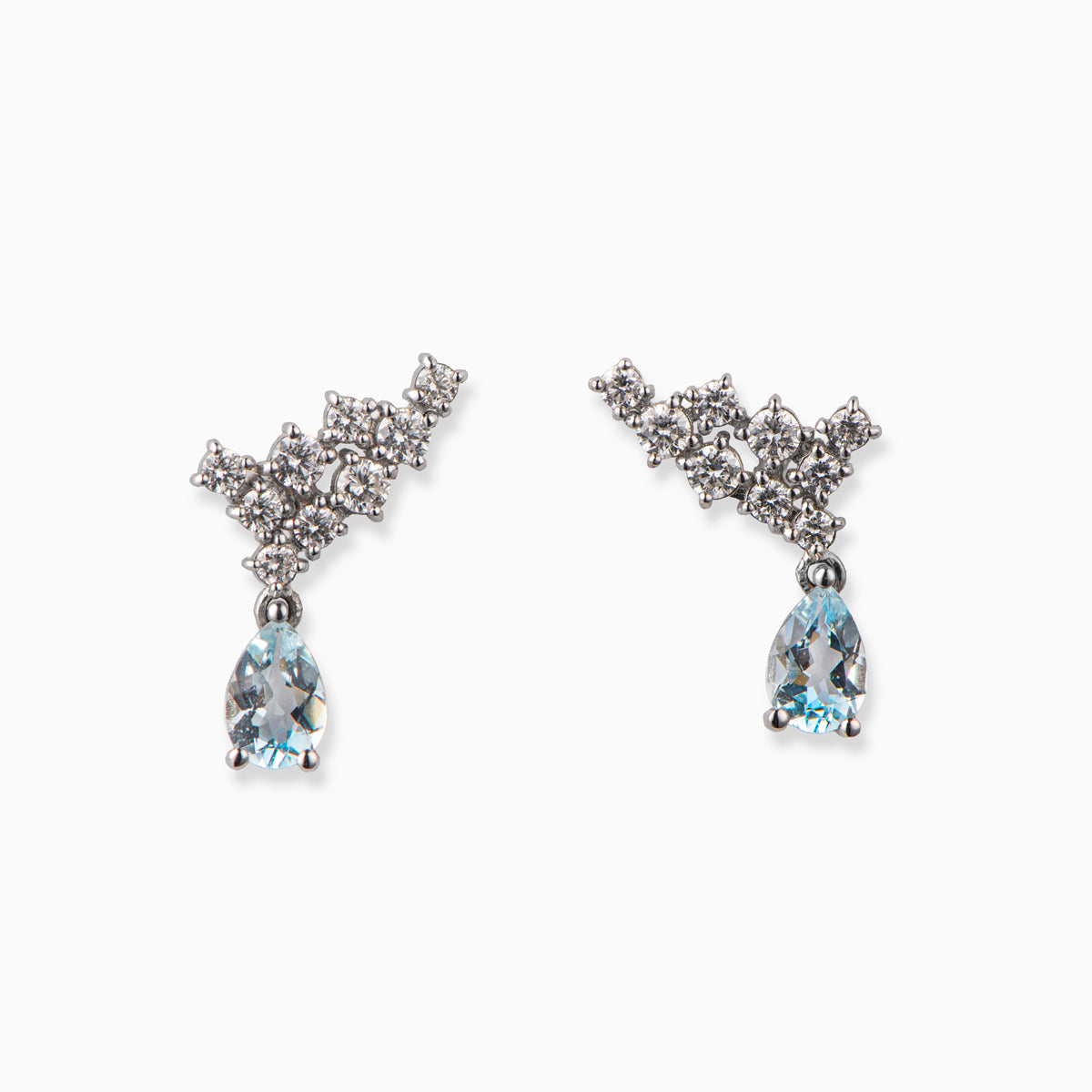 Diamond and Aquamarine Drop Earrings