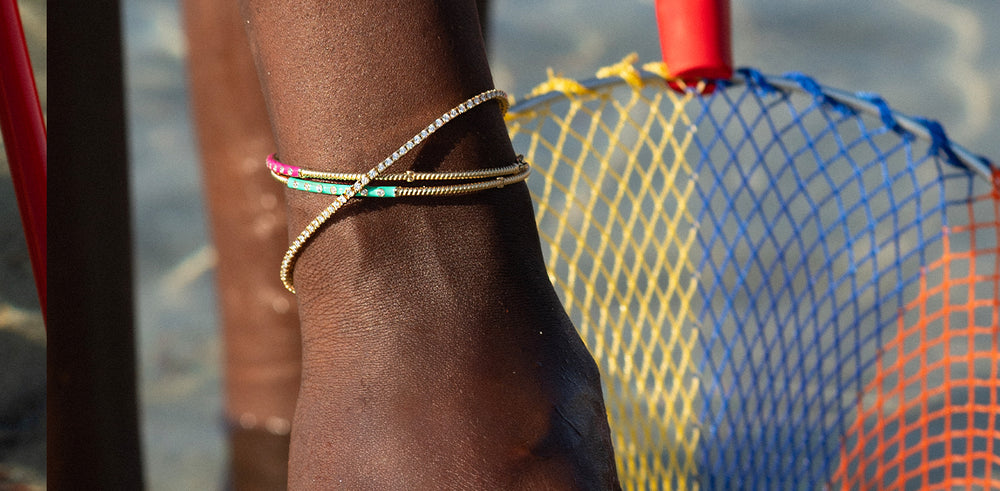 cyprus diamond and enamel bracelets